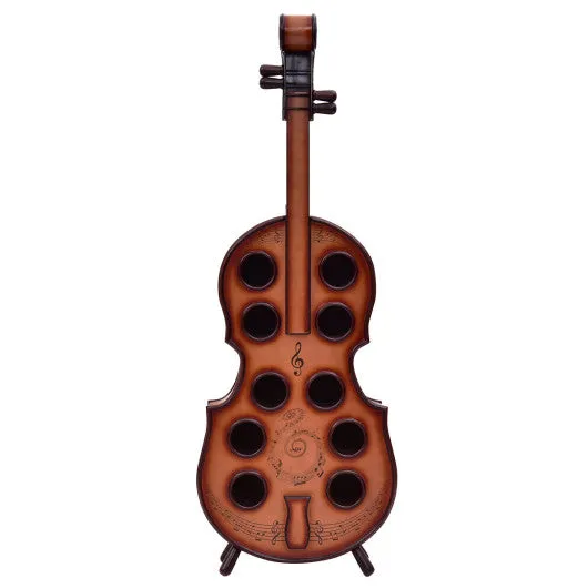 10 Bottles Violin Cello Wood Wine Rack