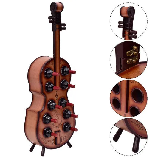 10 Bottles Violin Cello Wood Wine Rack