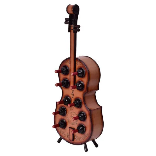 10 Bottles Violin Cello Wood Wine Rack