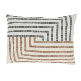 14"x20" Oversize Linear Luxury Geometric Lines Poly Filled Lumbar Throw Pillow Ivory - Saro Lifestyle