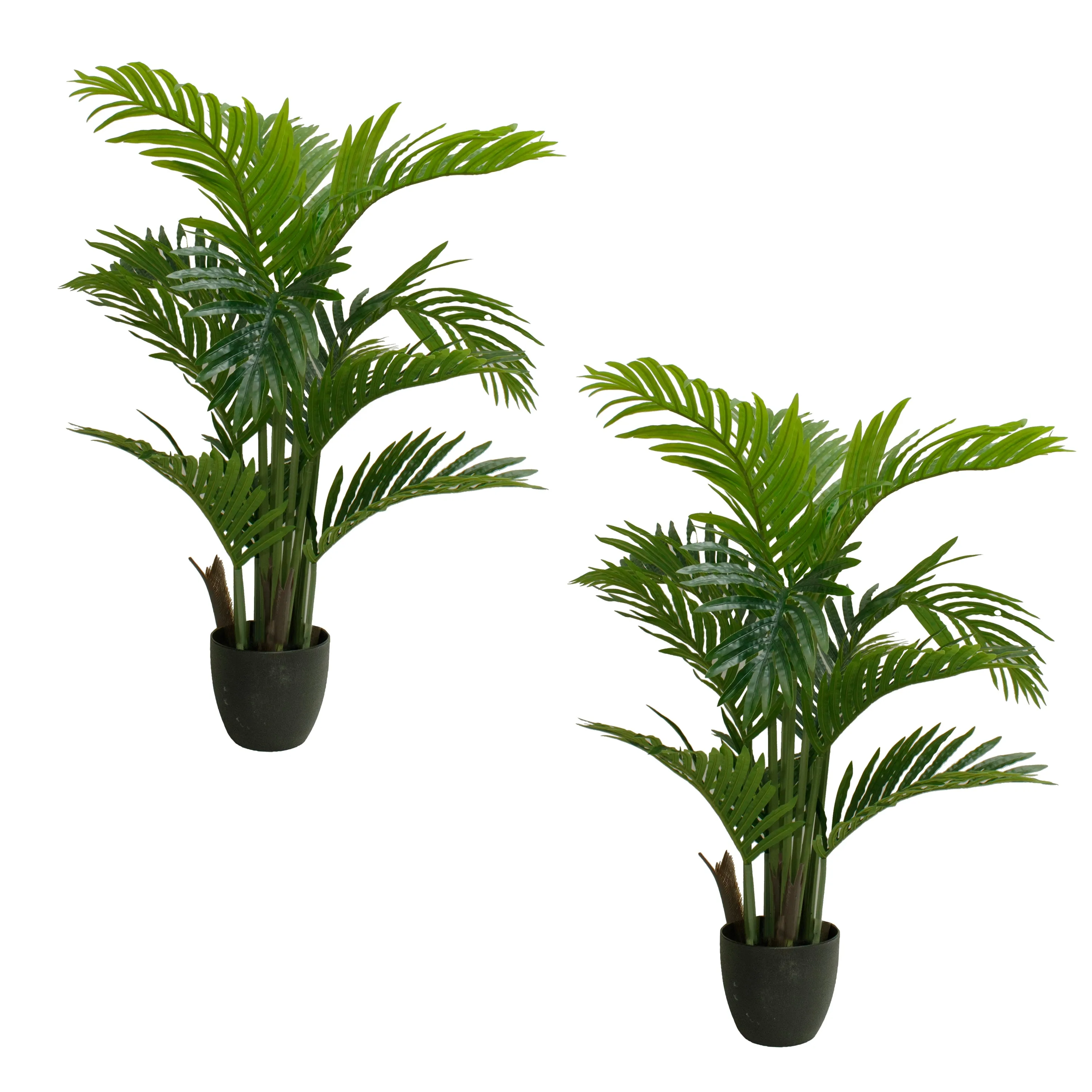 (2-Pack) 32" Fake Artificial Palm trees in small black planter | Vintage Home