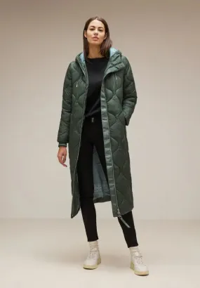 201881-Long Padded Green Coat - Street One