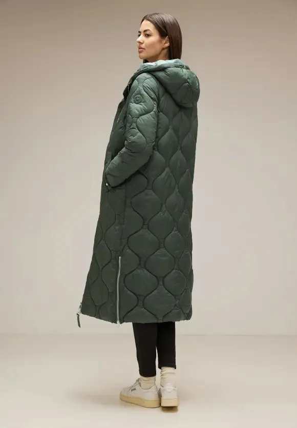 201881-Long Padded Green Coat - Street One