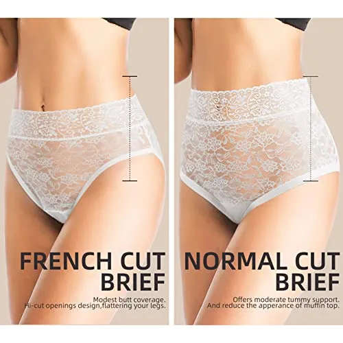 5Mayi Womens Underwear Lace Panties for Women Briefs, French Cut, Size 7