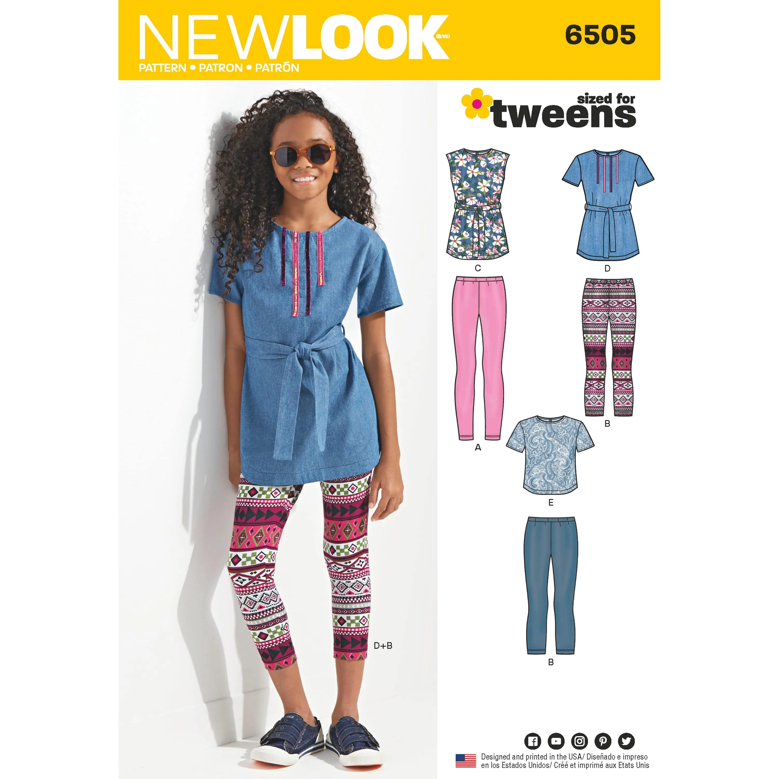 6505 New Look Pattern 6505 Girl & Girl Plus Tops and Leggings