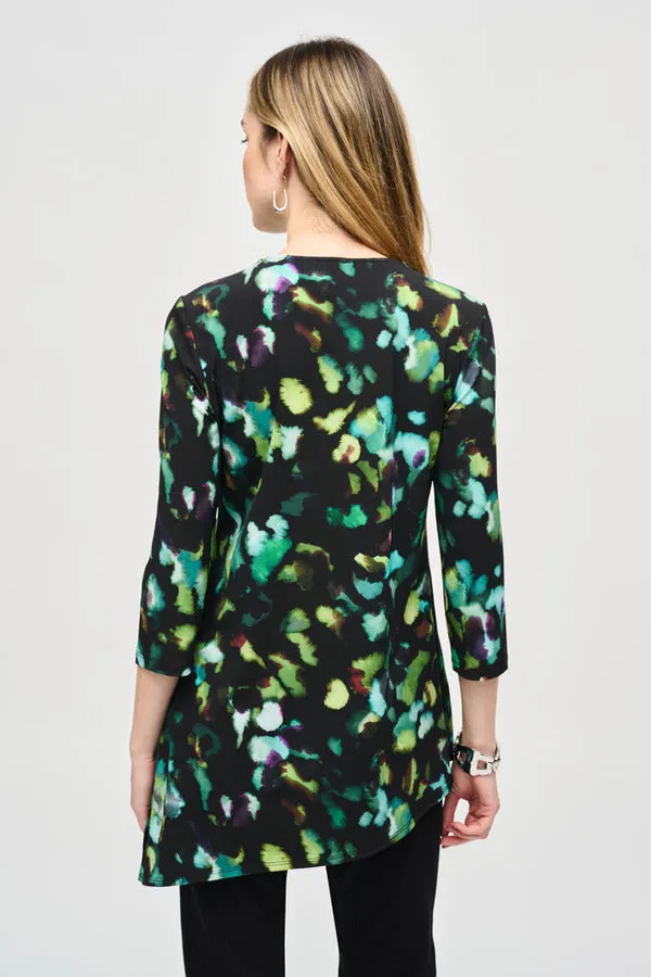 ABSTRACT PRINT ZIP NECK TUNIC