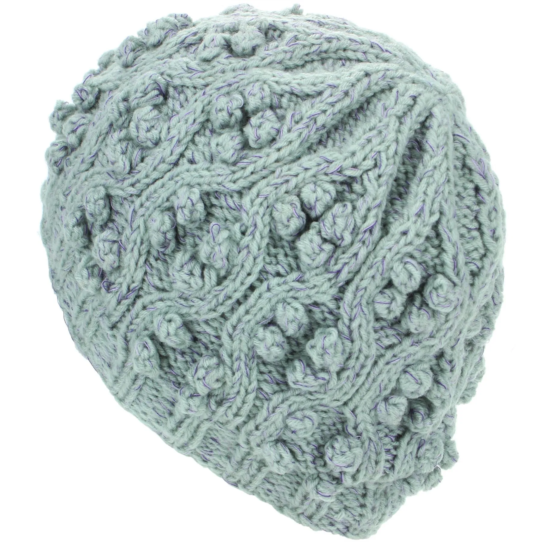 Acrylic Knit Beanie Hat - Light Grey