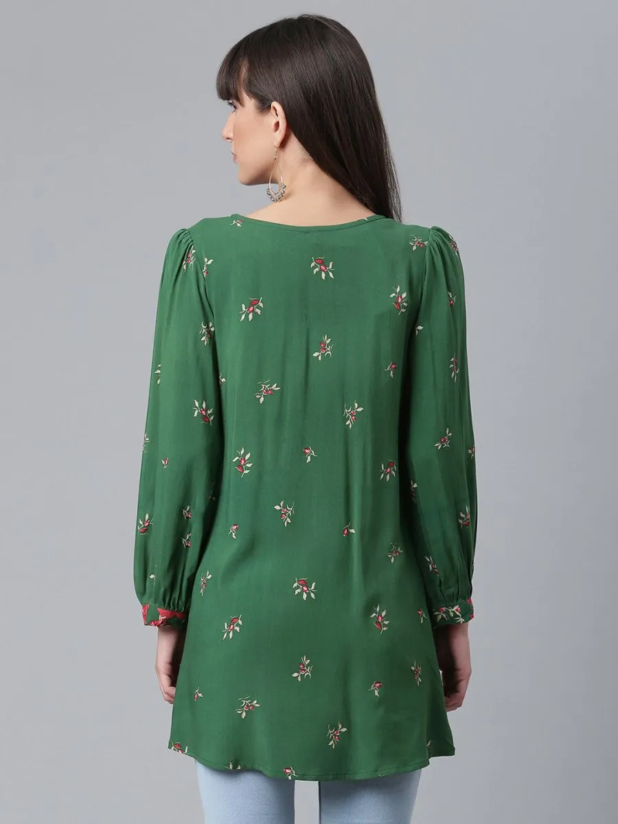 Ahalyaa Green & Pink Printed Tunic