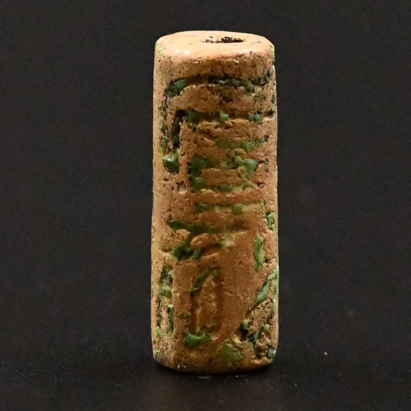 An Egyptian Glazed Steatite Cylinder Seal for King Amenemhat II, 12th Dynasty, ca. 1914-1879/76 BCE