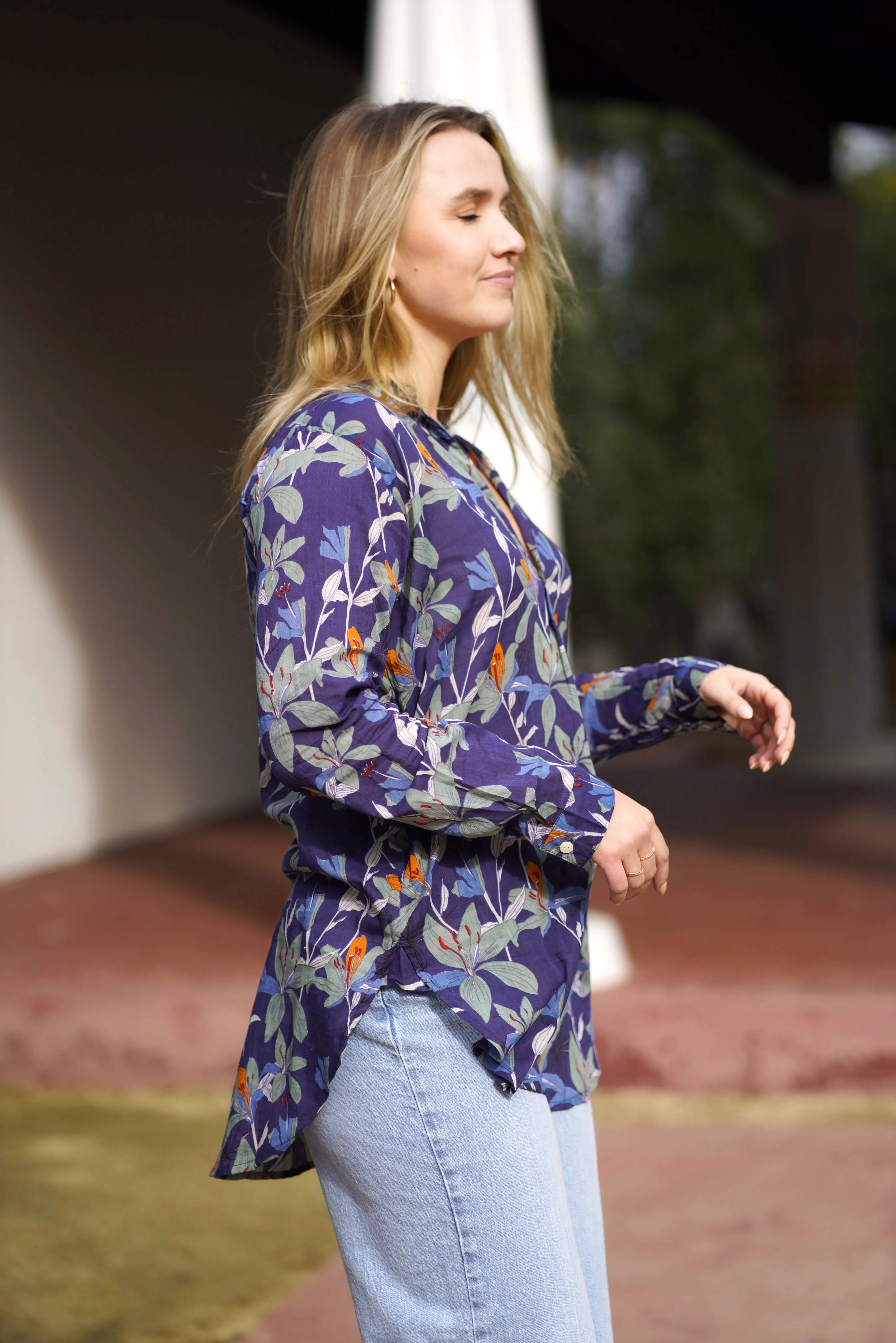 Anoushka Printed Top Navy Floral