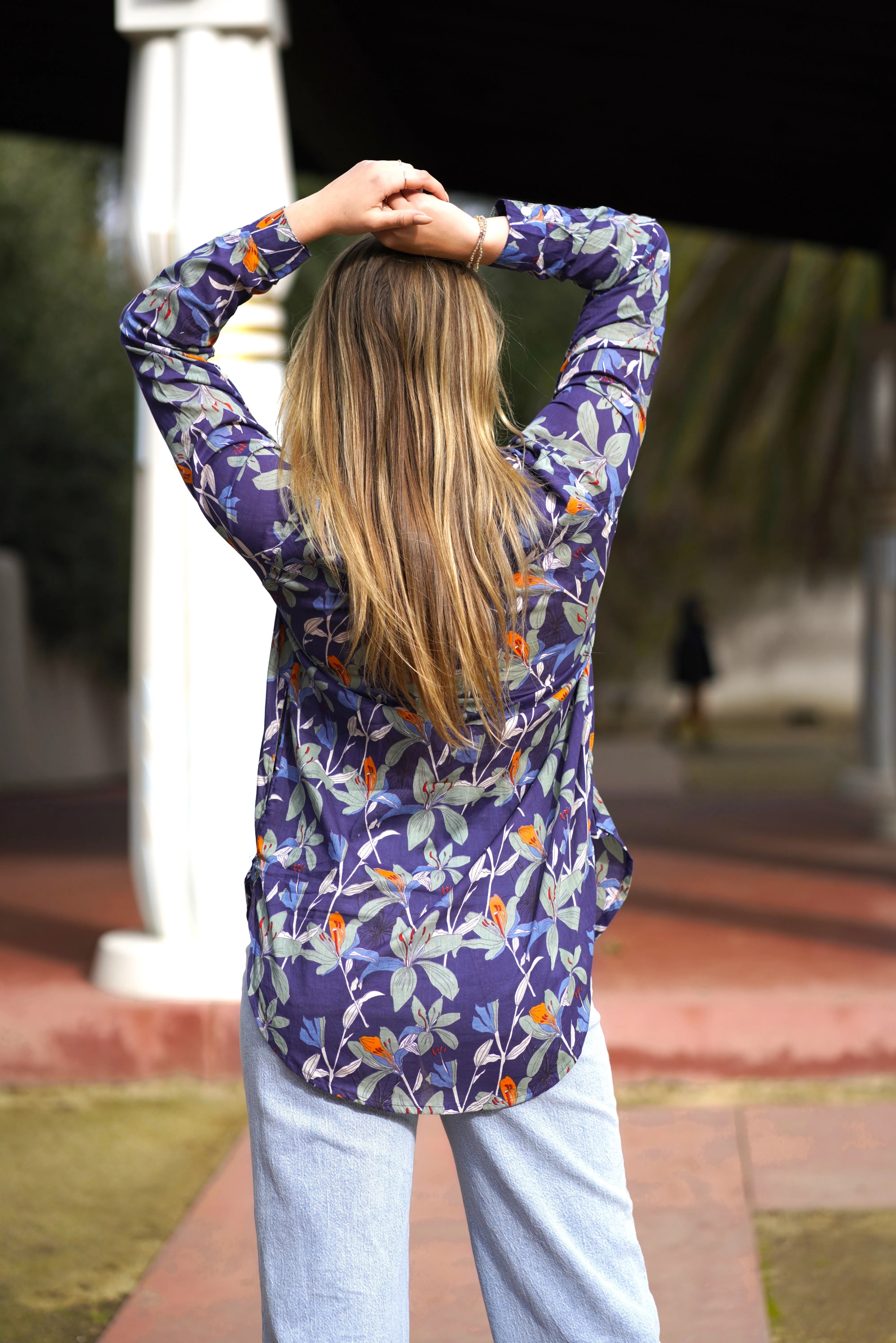 Anoushka Printed Top Navy Floral