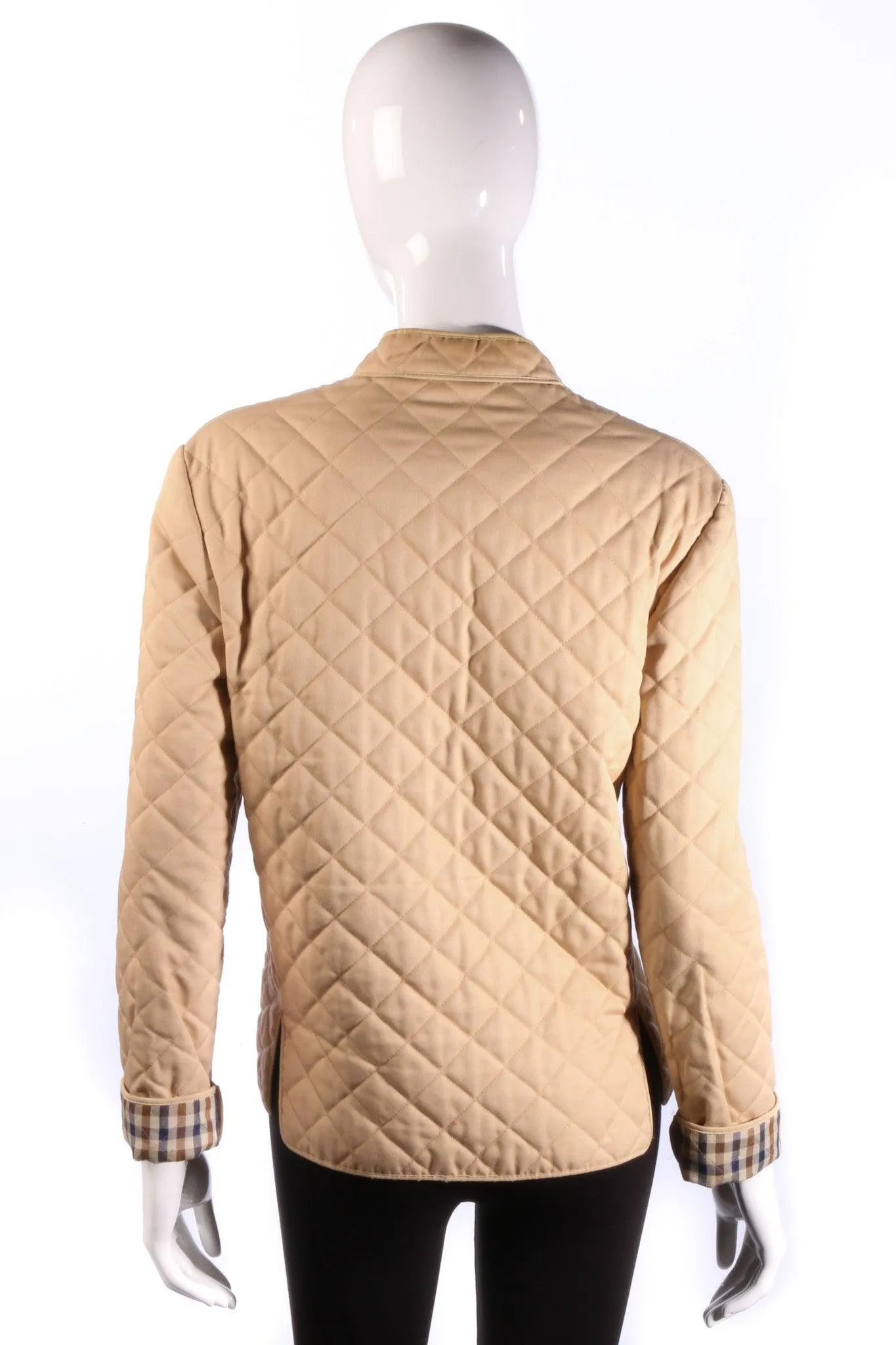 Aquascutum Quilted Jacket Round Neck Beige Size M