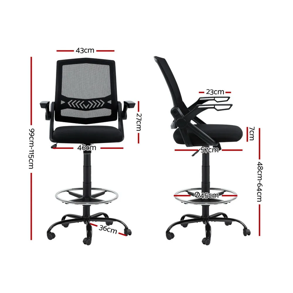 Artiss Office Chair Drafting Stool Mesh Chairs Black