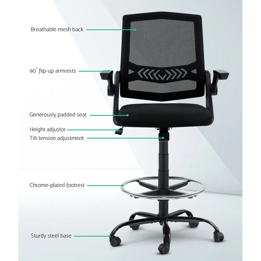 Artiss Office Chair Drafting Stool Mesh Chairs Black