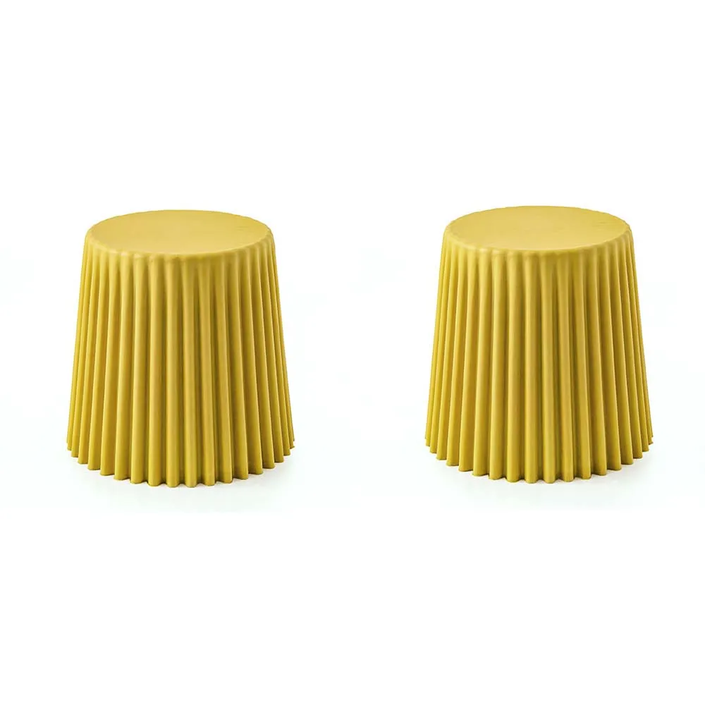 ArtissIn Set of 2 Cupcake Stool Plastic Stacking Stools Chair Outdoor Indoor Yellow