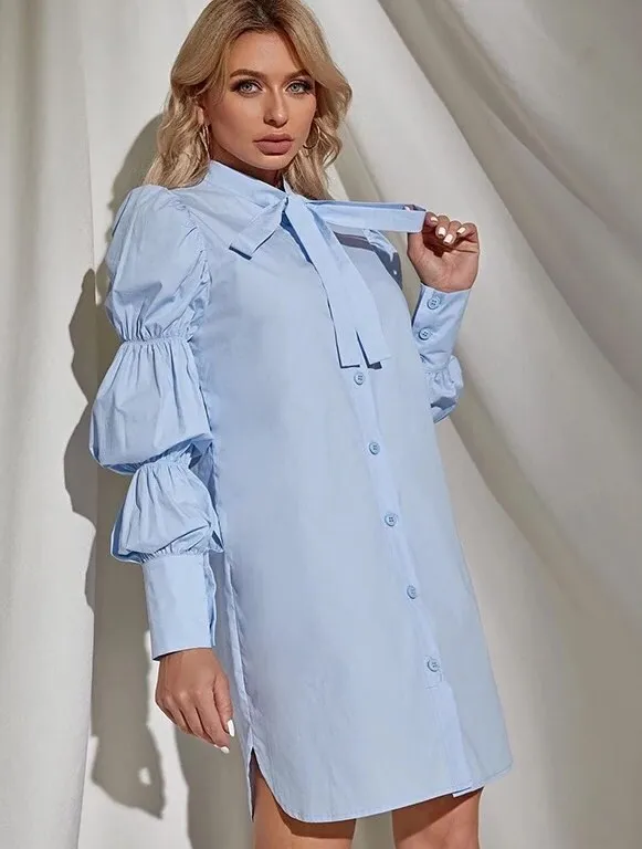 ASTER BOW SHIRT DRESS