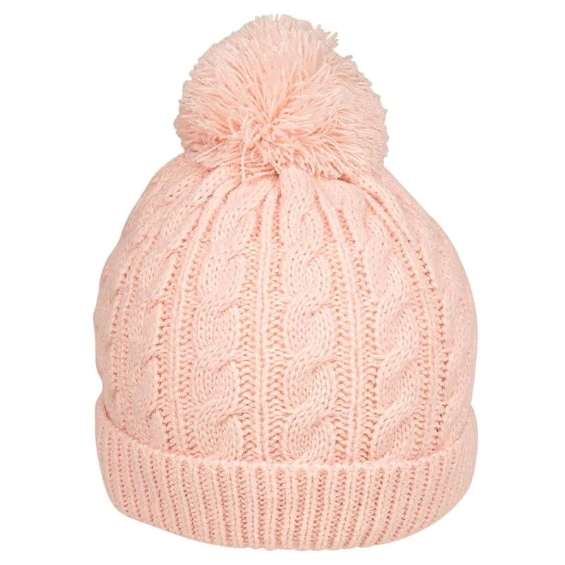 Baby Cable Knit Bobble Hat, Pink