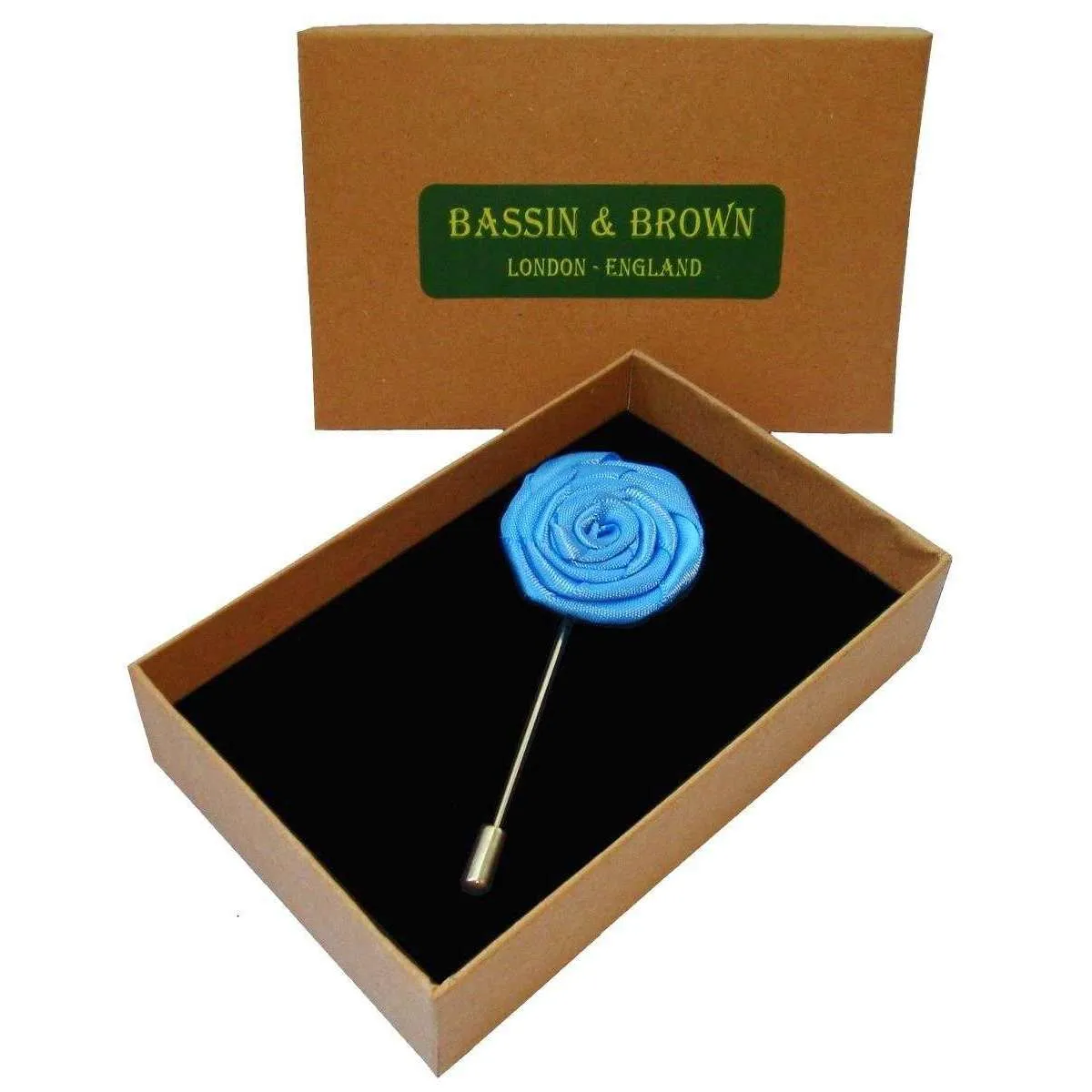 Bassin and Brown Rose Jacket Lapel Pin - Blue