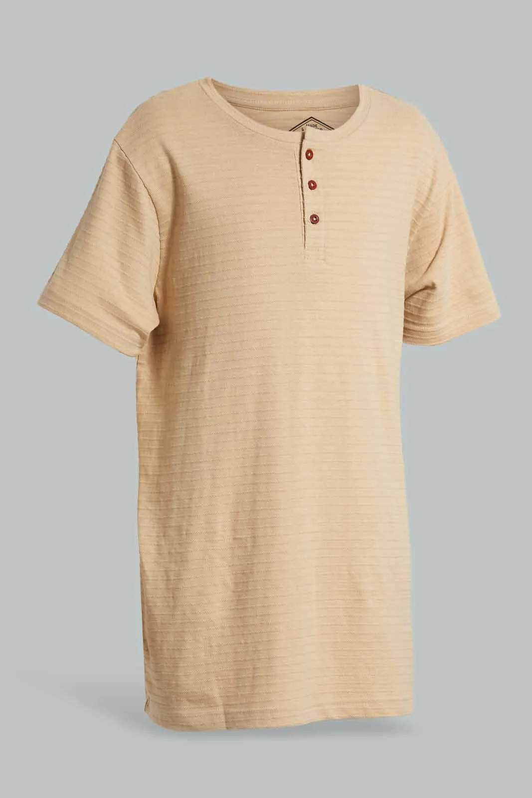 Beige Henley T-Shirt Senior Boys