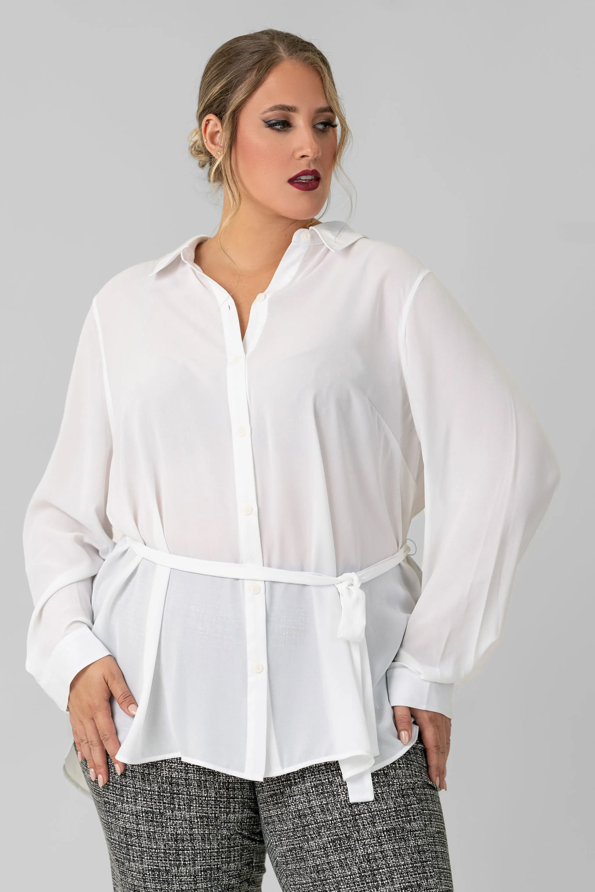 BELTED TUNIC BLOUSE