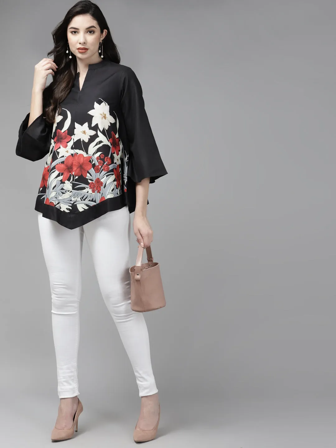 Black & Red Printed Tunic