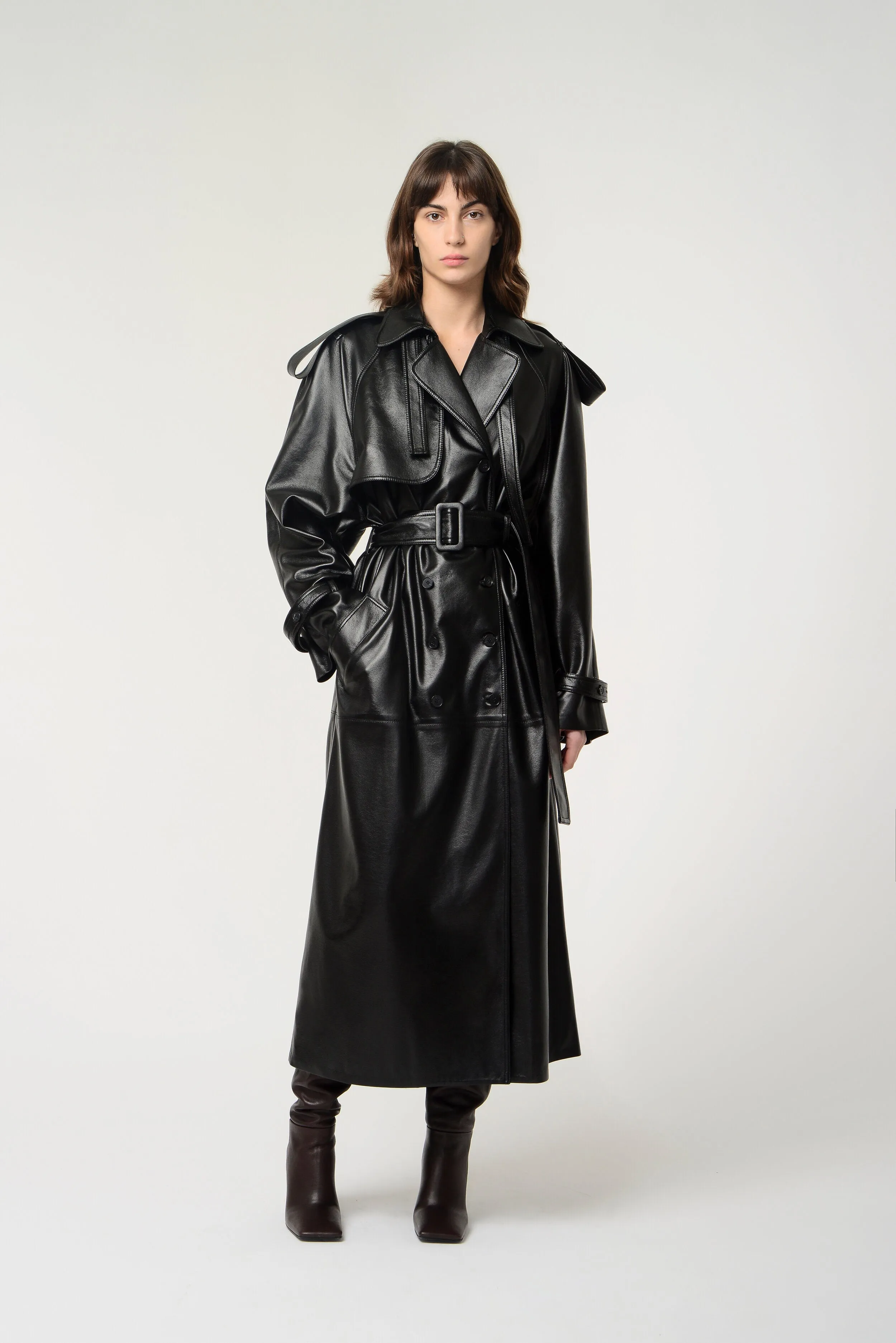 Black Utilitarian Trench Coat