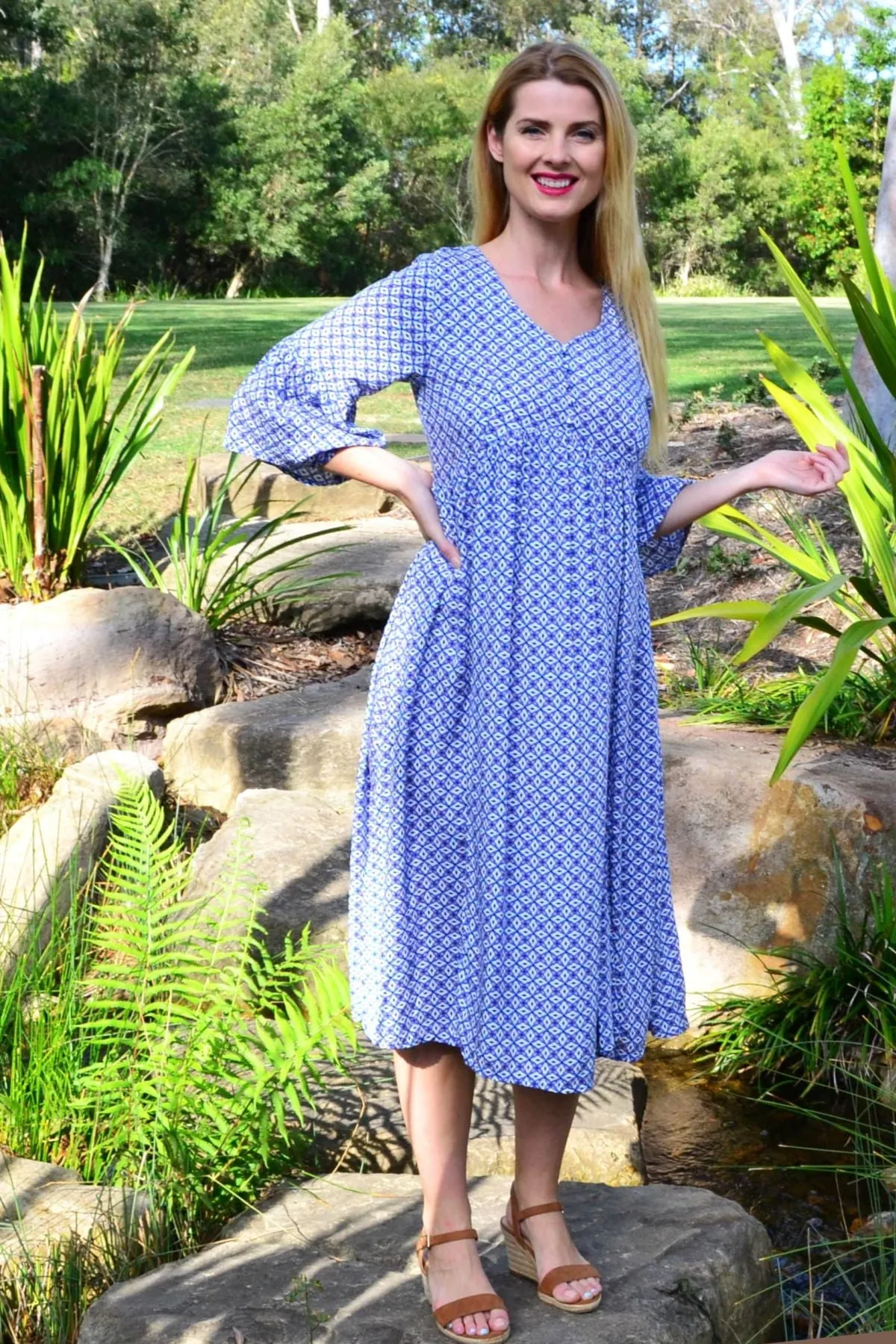 Blue Moroccan Pattern Tunic Dress