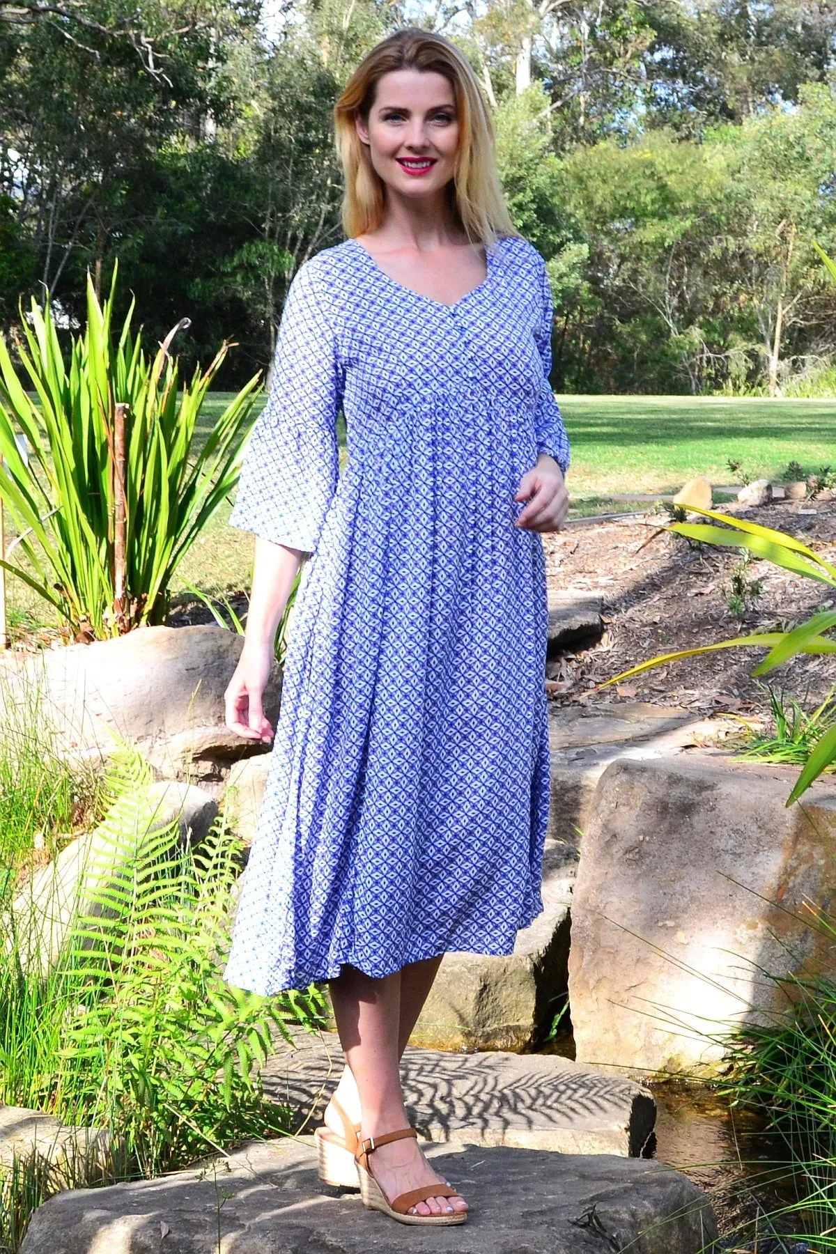 Blue Moroccan Pattern Tunic Dress