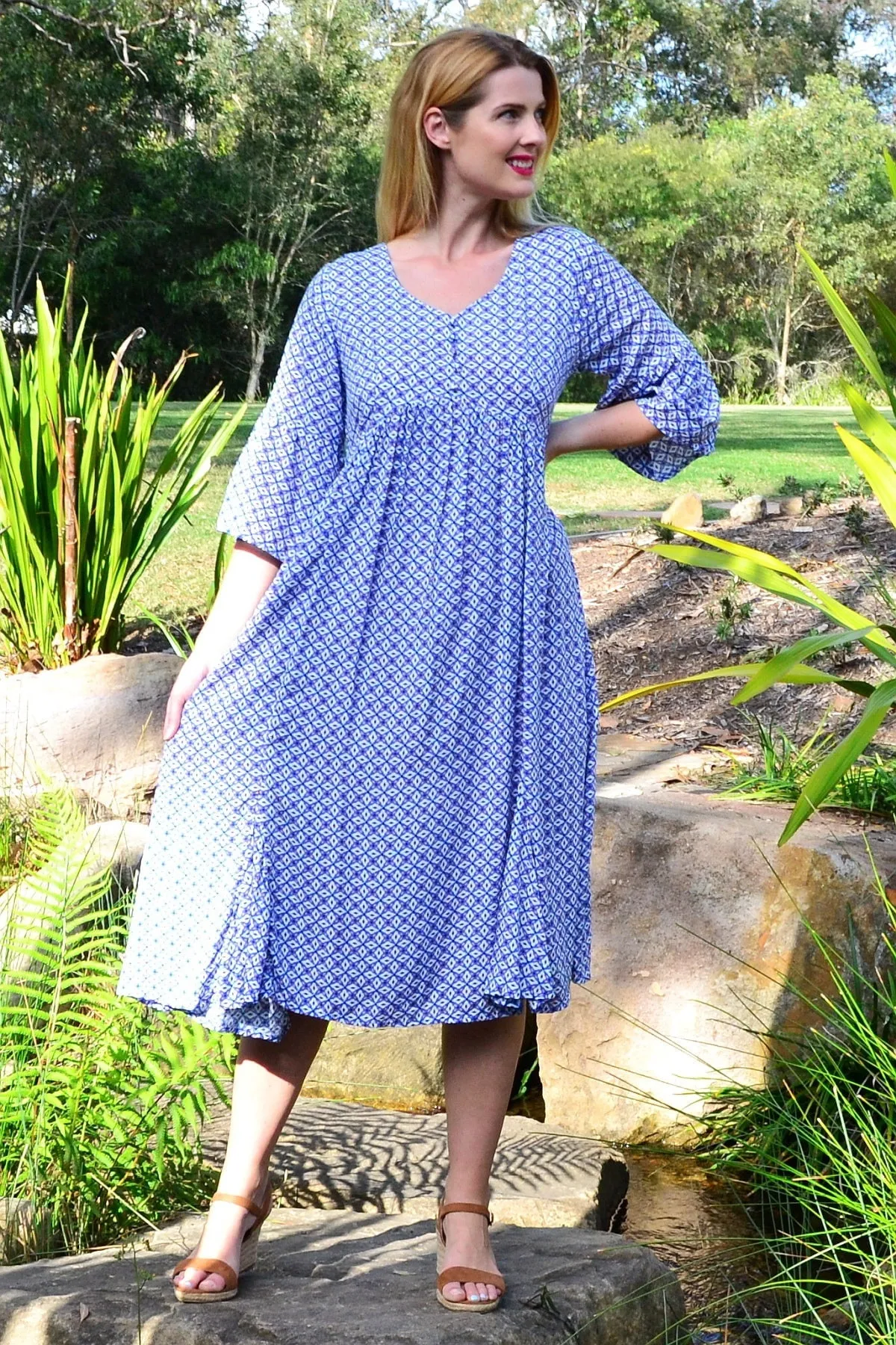 Blue Moroccan Pattern Tunic Dress