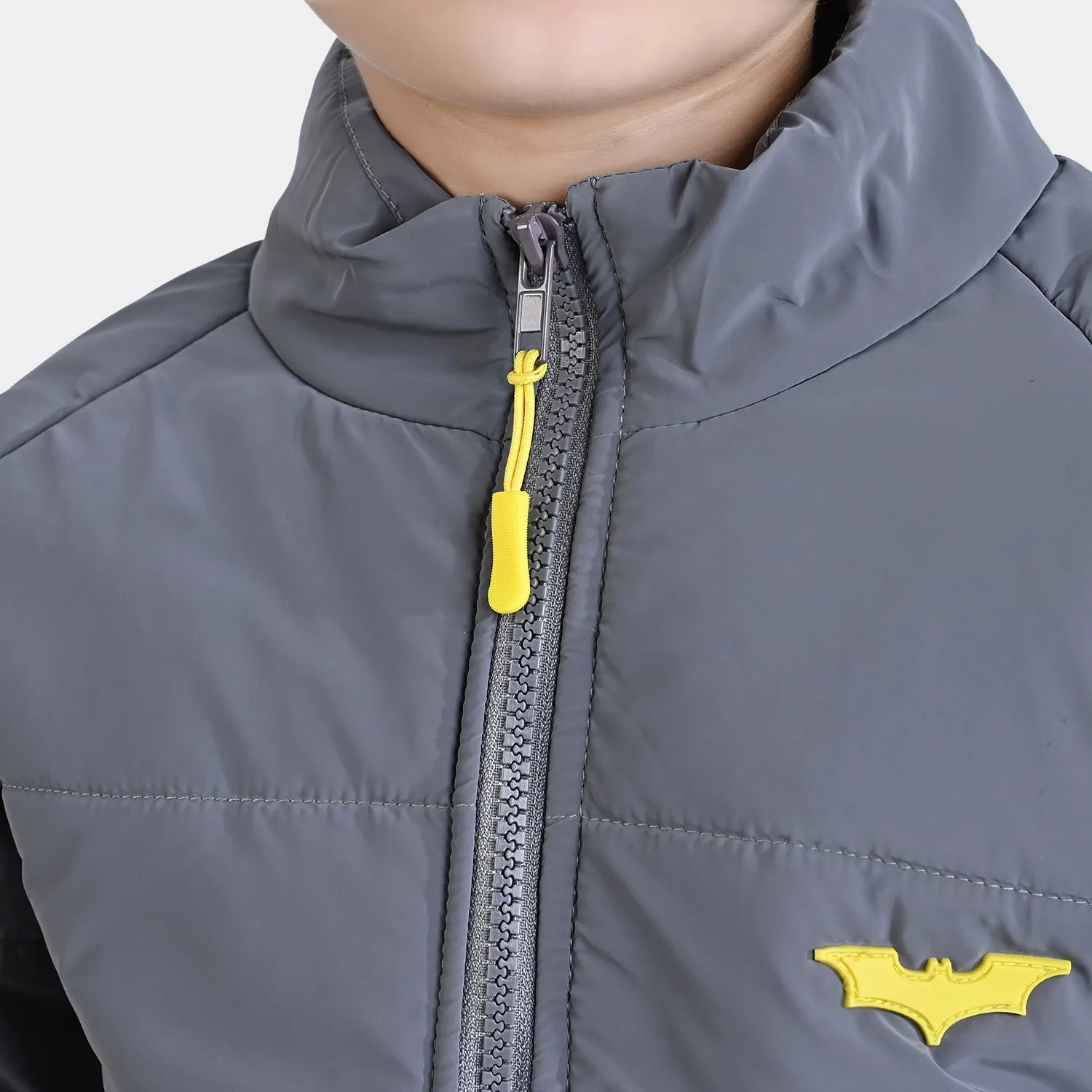 Boys Mix taffeta Quilted Jacket Character-GRAY