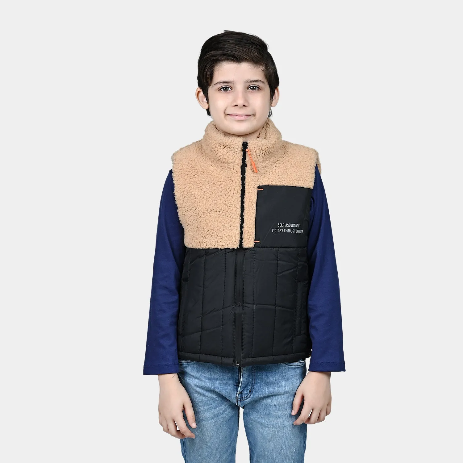 Boys Mix taffeta Quilted Jacket S/L Victory-BLACK