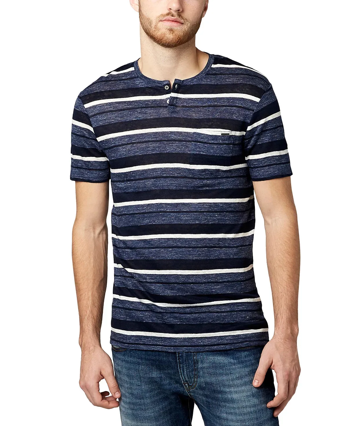 Buffalo David Bitton MEN Striped Kaleef Henley T-shirt