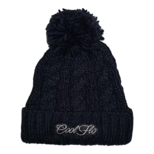 Cable Knit Bobble Hat - Navy Blue