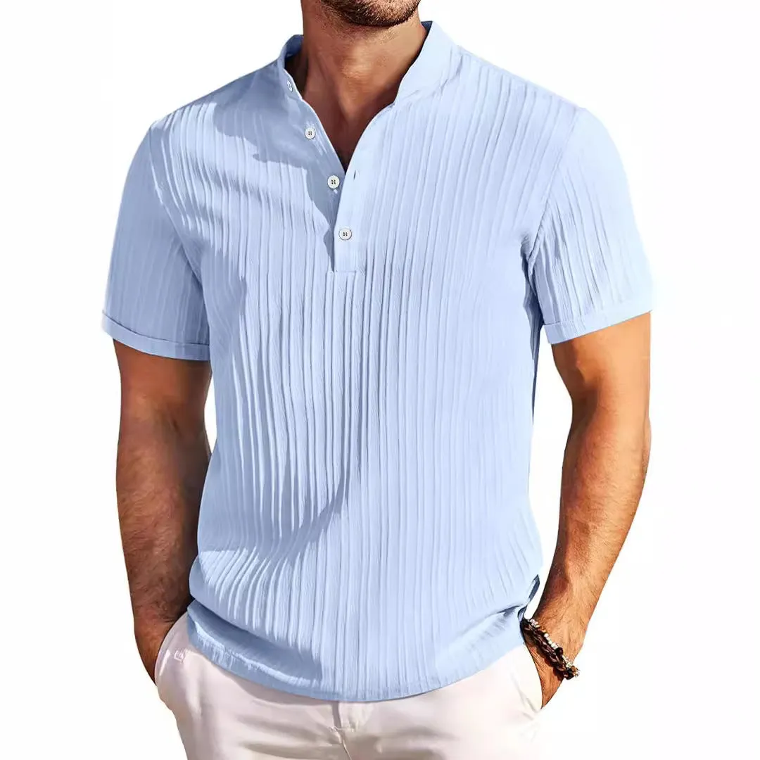 CASUAL TEXTURED HENLEY SHIRT