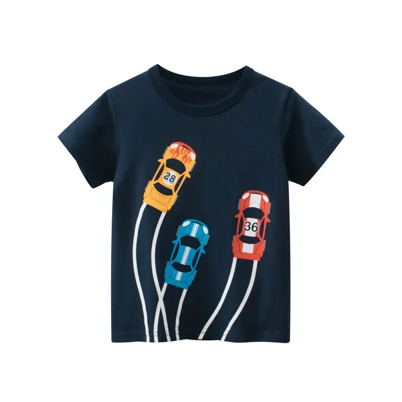 Children Short Sleeve T-shirts Korean Version Kids Clothing Boy Baby Cotton Tees 2-9 Years Summer Cartoon Tops