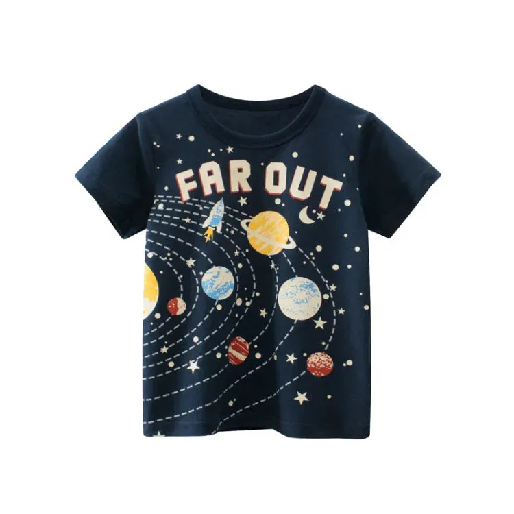 Children Short Sleeve T-shirts Korean Version Kids Clothing Boy Baby Cotton Tees 2-9 Years Summer Cartoon Tops