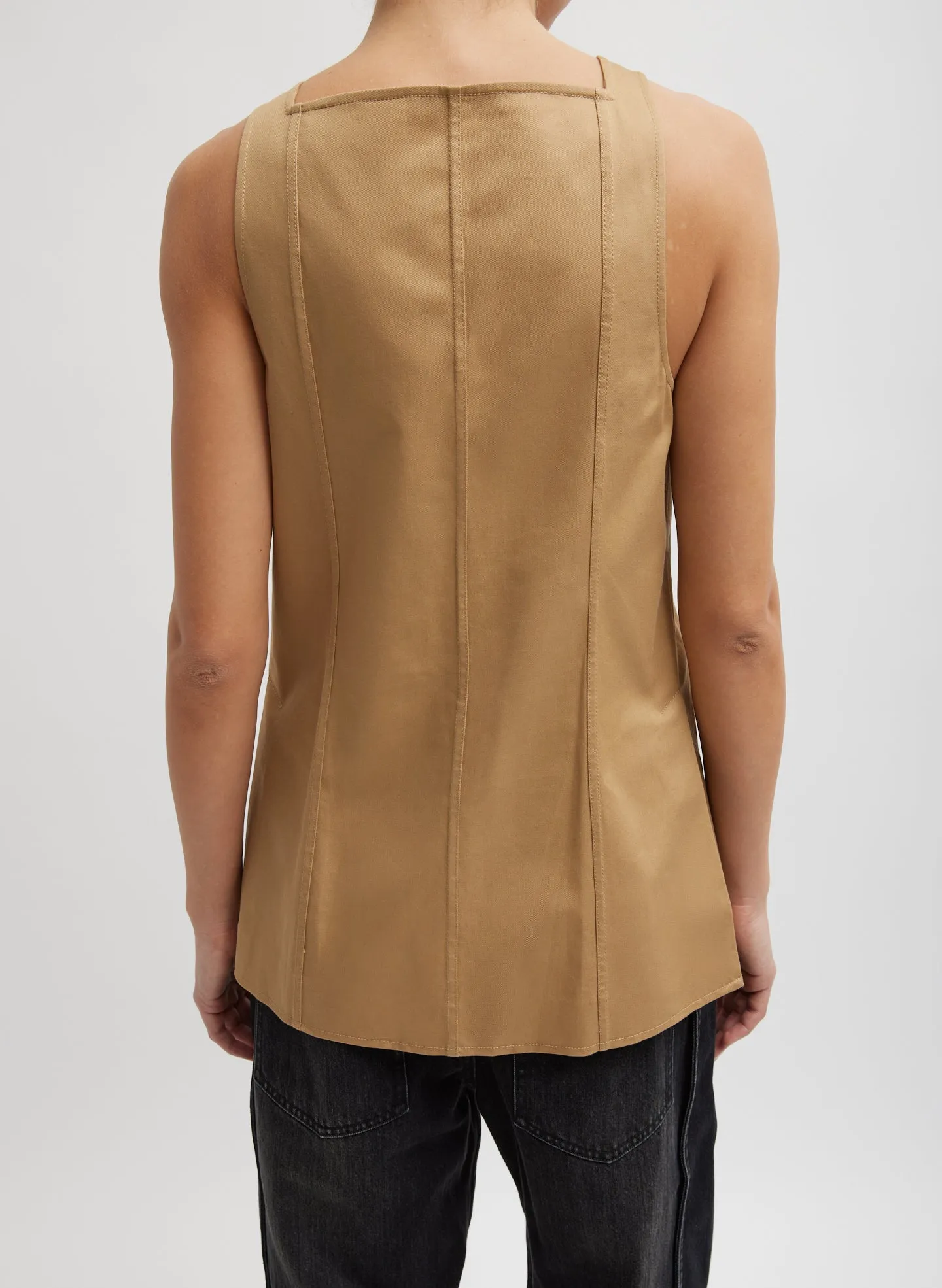 Chino Slit Front Sleeveless Tunic