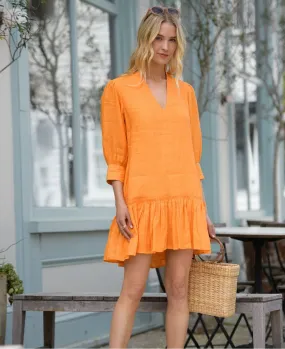 Chloe Linen Dress in apricot by Olivia James