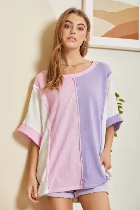 COLOR BLOCK DROP SLEEVE TUNIC (3 Colors)