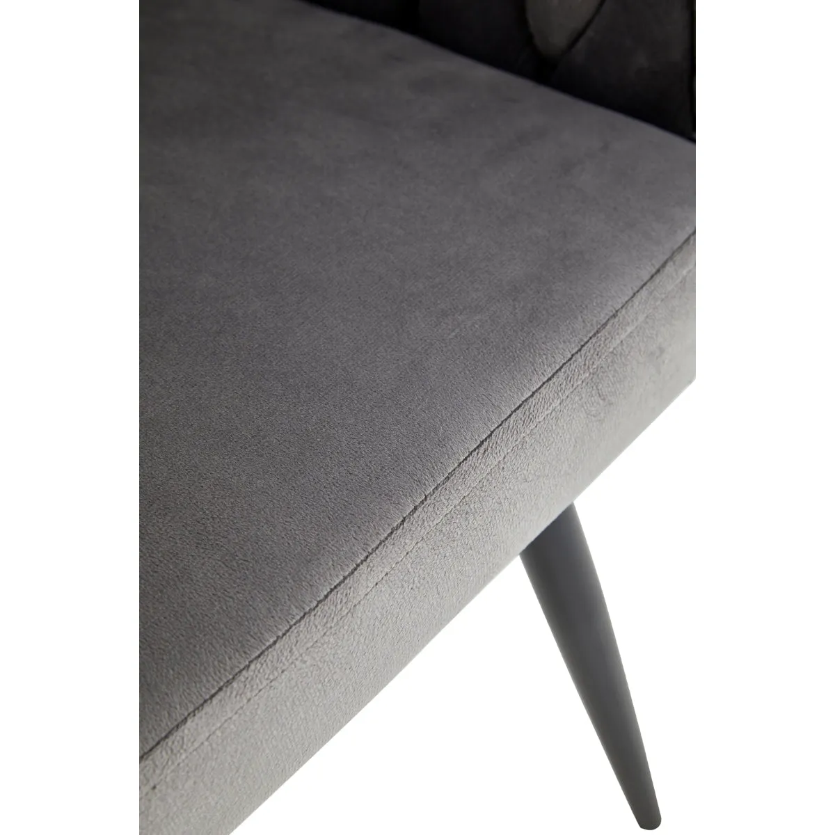 Contemporary Grey Velvet Arm Chair with Braided Design - Metal Legs