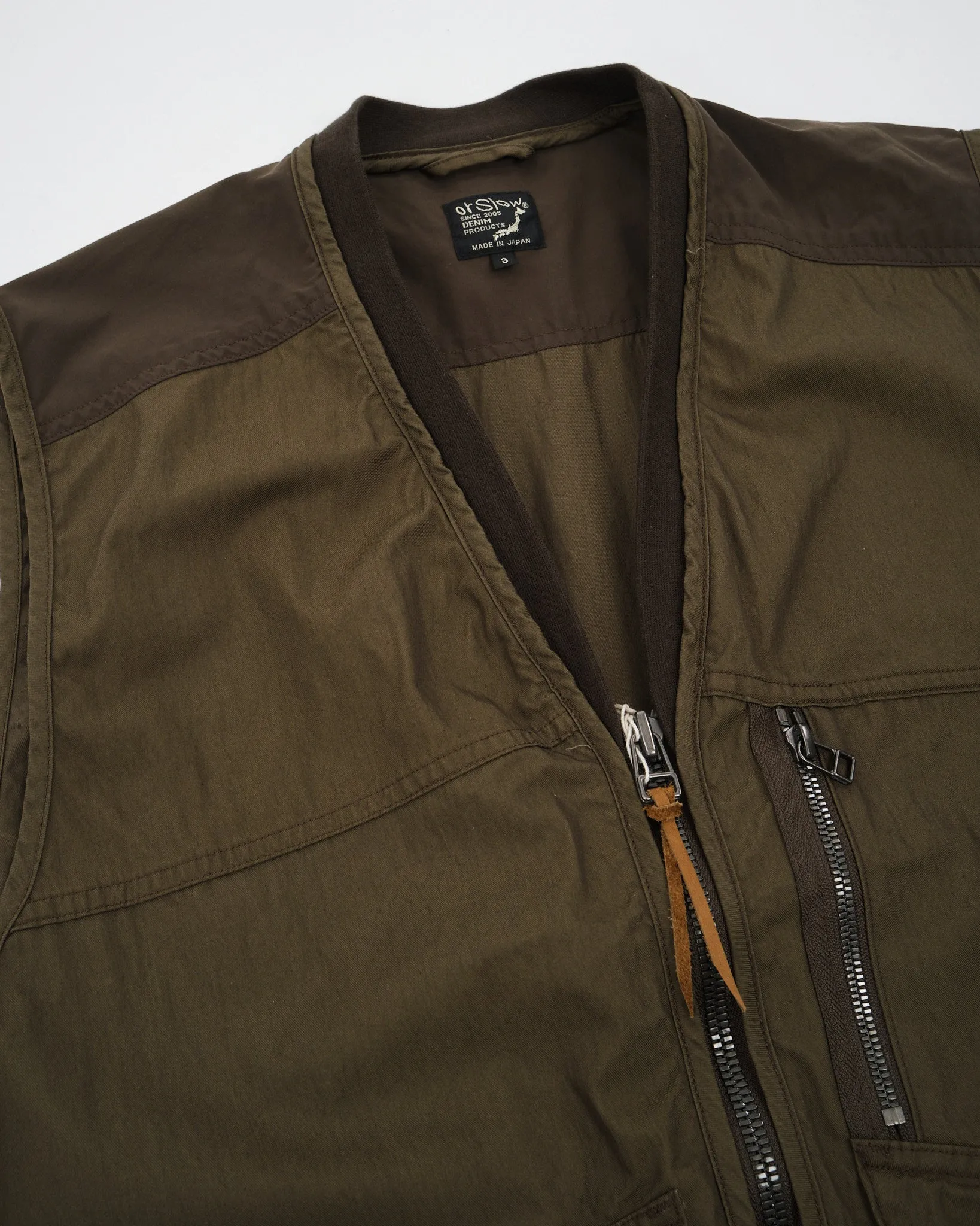 COTTON NYLON UTILITY VEST ARMY GREEN