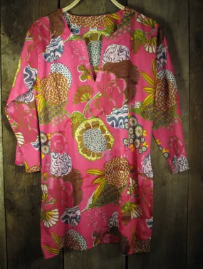 Cotton Tunic Top Mums on Pink