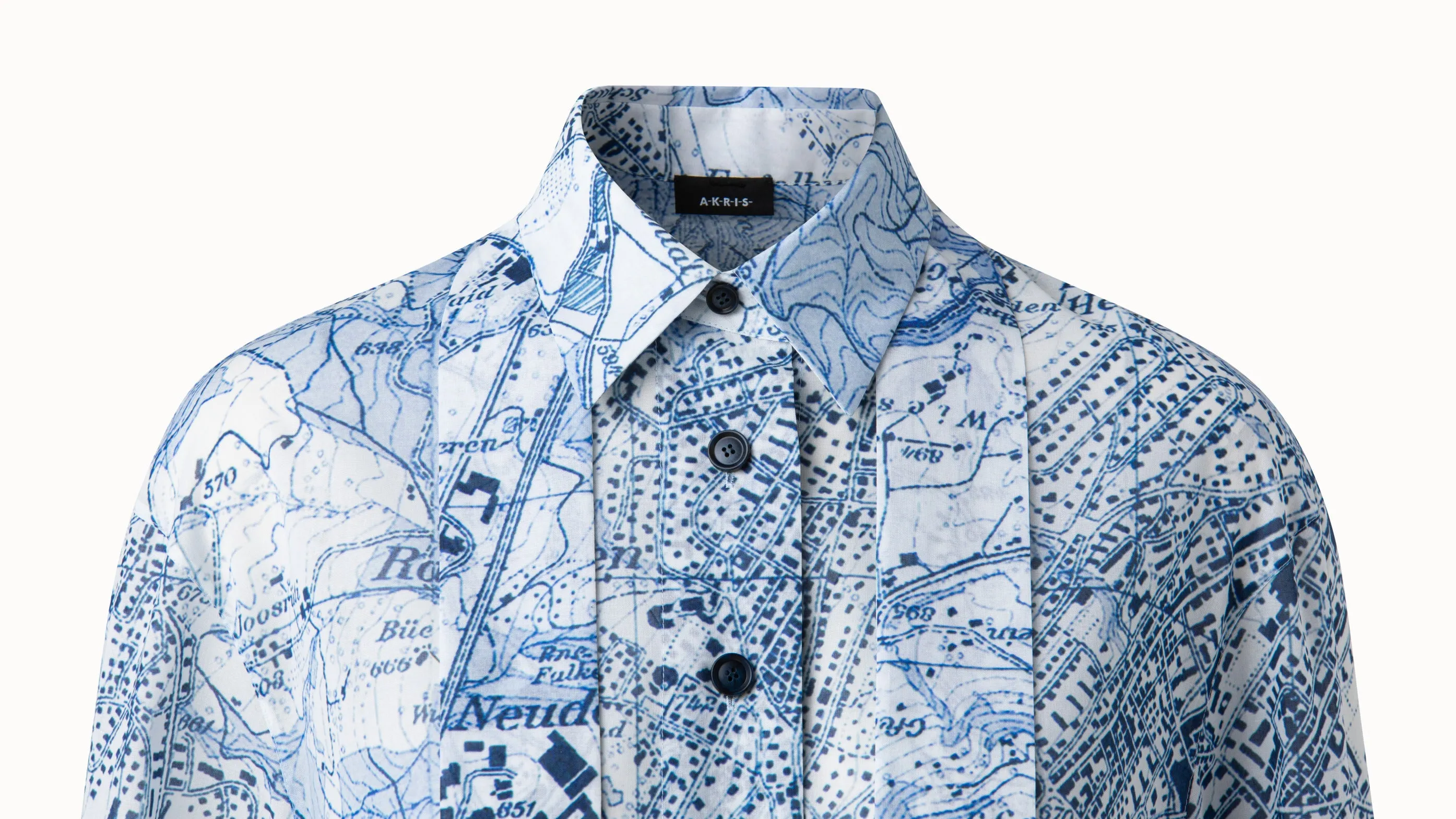 Cotton Voile St. Gallen Map Print A-line Blouse