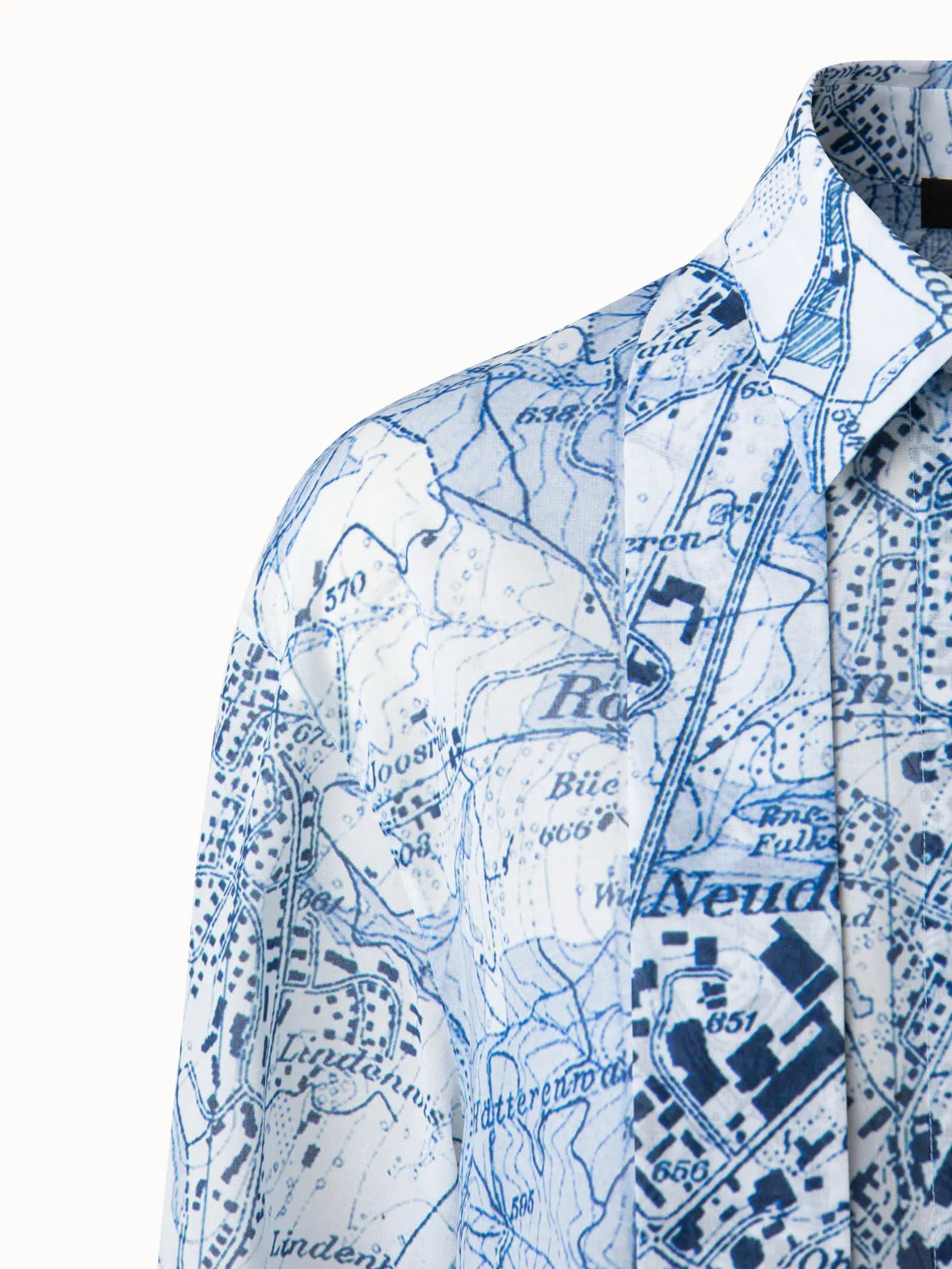 Cotton Voile St. Gallen Map Print A-line Blouse