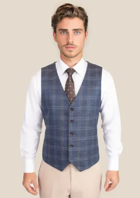 Deep Cobalt Blue Plaid Vest