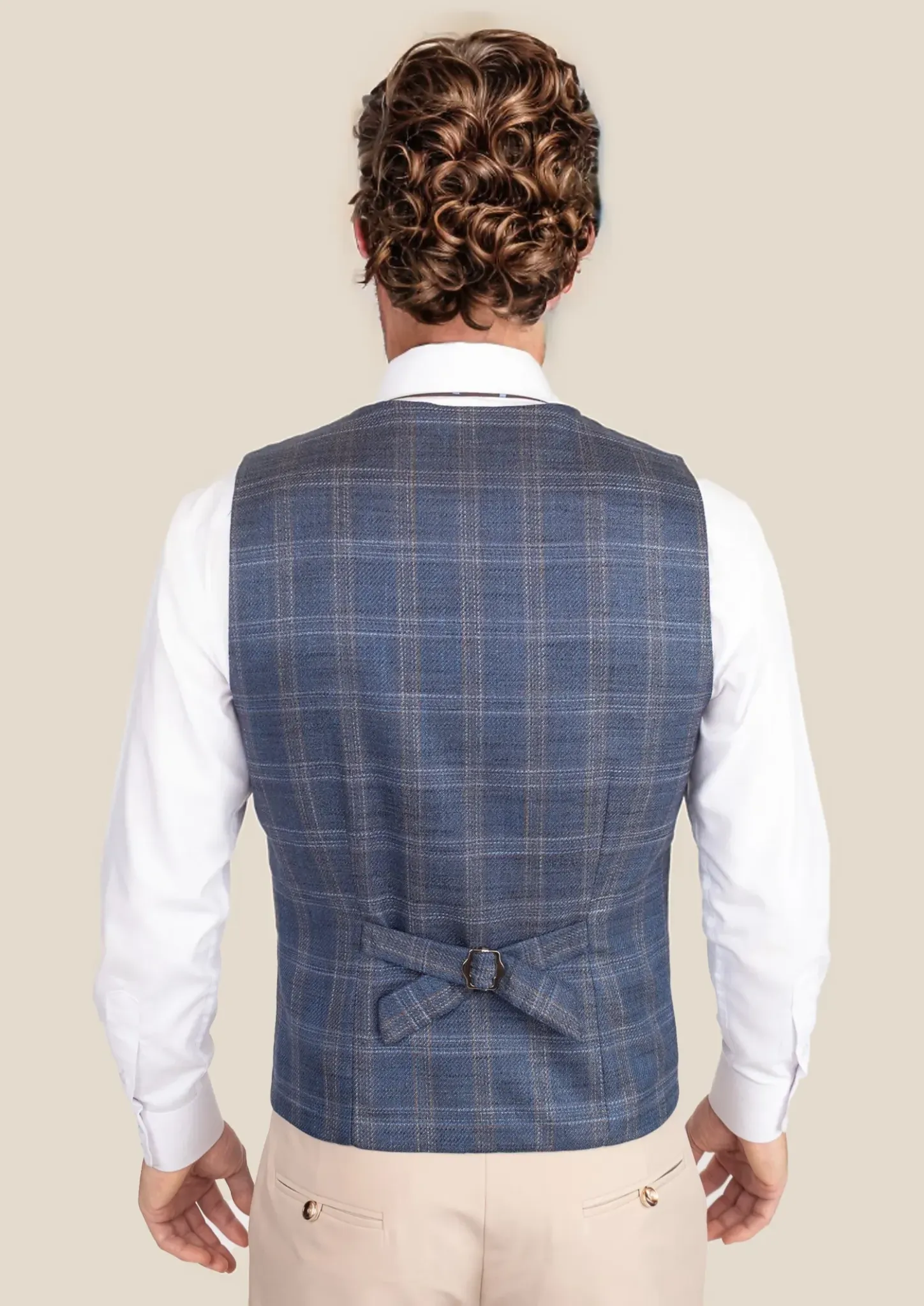 Deep Cobalt Blue Plaid Vest