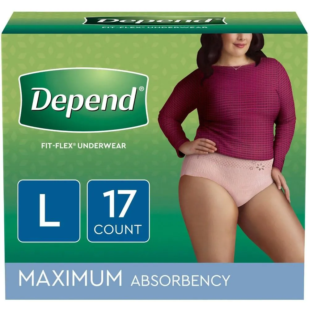 Depend Fit-Flex Incontinence Underwear for Women, Maximum Absorbency.