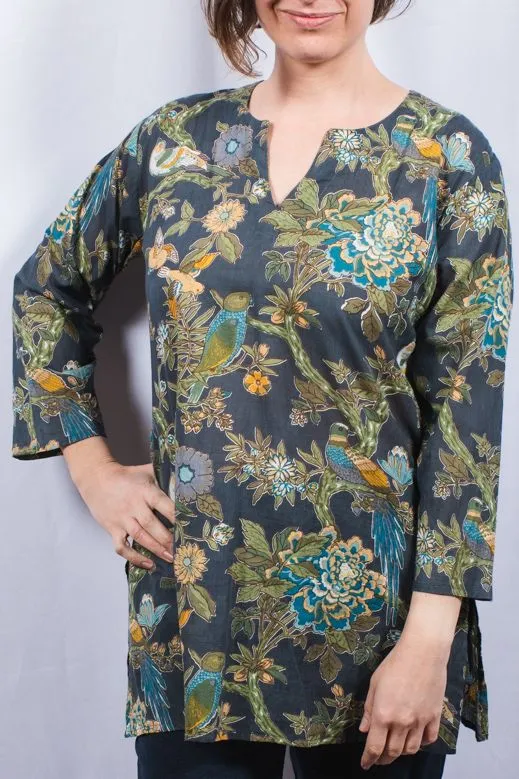 Dolma Cotton Tunic Birds in Paradise