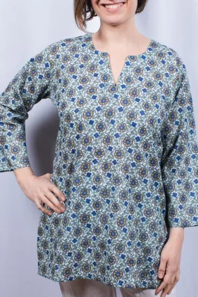 Dolma Cotton Tunic Top Floral Vine