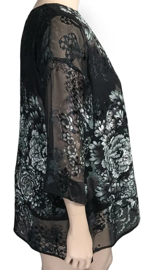 Dressori Black Silk Burnout Tunic Top